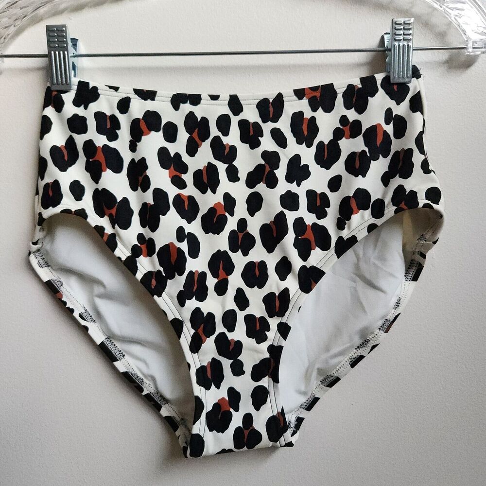 Kate Spade New York Swimsuit Bottom Womens XS ~ High Waist ~ Tan Paw Print Beach
